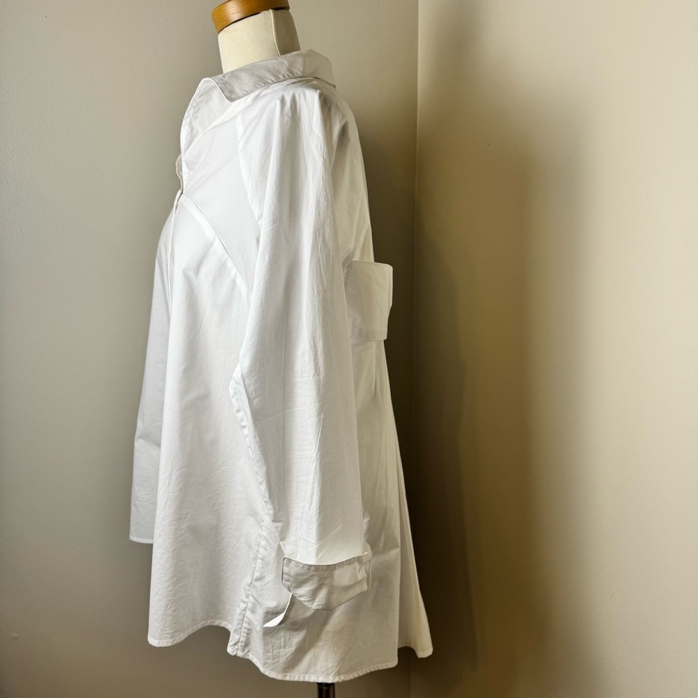 RAVEL Bow Back 100% Cotton Button Front Dress Shirt WHITE / MEDIUM - Picture 6 of 14